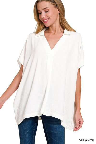 Collared V-Neck Top
