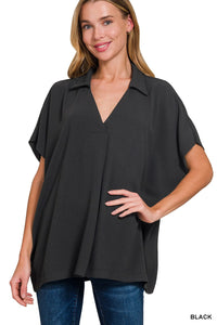 Collared V-Neck Top