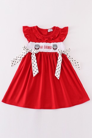 Go Dawgs Embroidery Dress-Kids