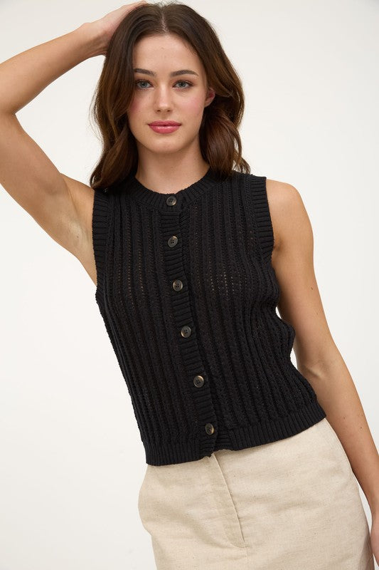 Crew Neck Knit Cardigan