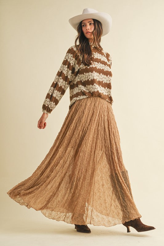 Knitted Lace Godet Maxi Skirt