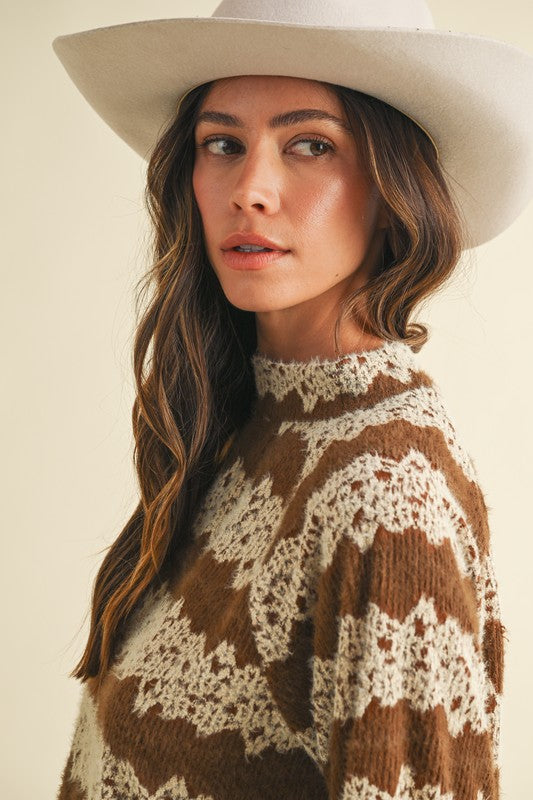 Brushed Floral Jacquard Knit Top