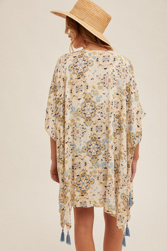 Crochet Trimmed Mosaic Kimono