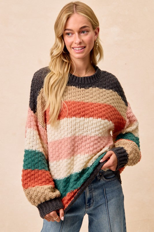 Stripes Color Block Chucky Sweater