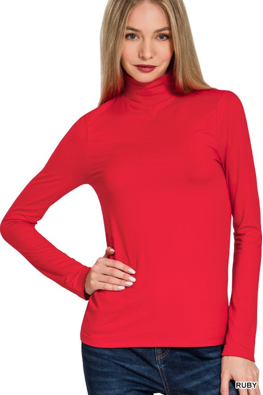 Microfiber Mock Neck Top