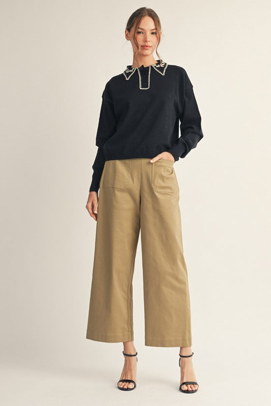 Wide Leg Cropped Slacks