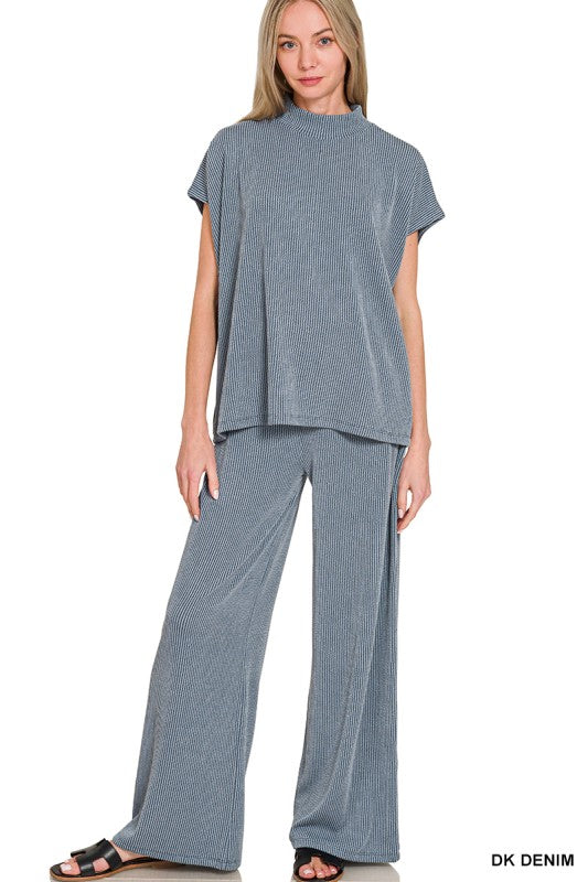 Raised Rib Short Sleeve & Pants Set