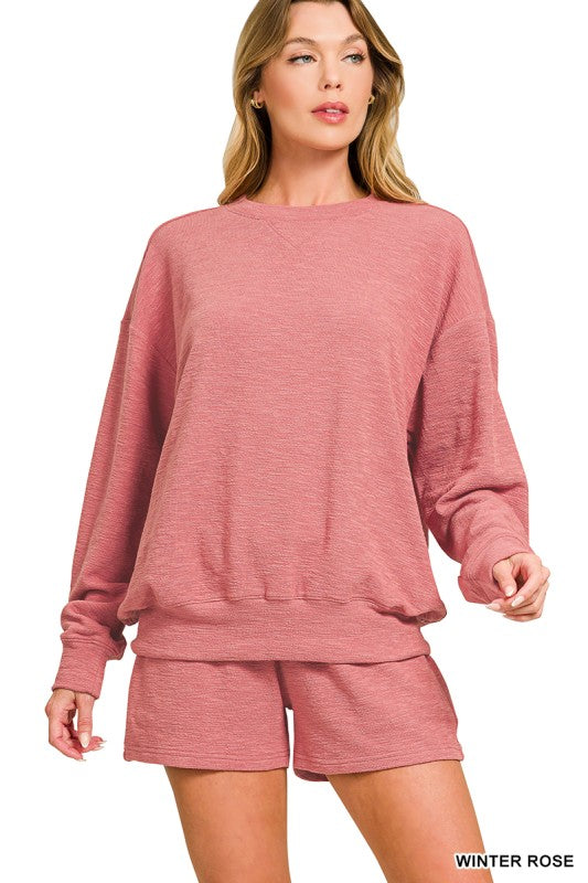 Slub Pullover & Shorts 2pc Set