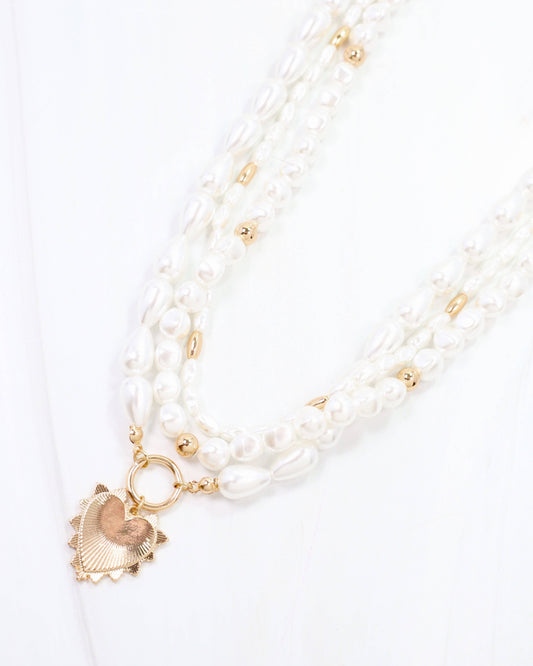 Prince Pearl Charm Necklace Gold