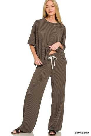 Raised Rib Short Sleeve Tee & Pants Set