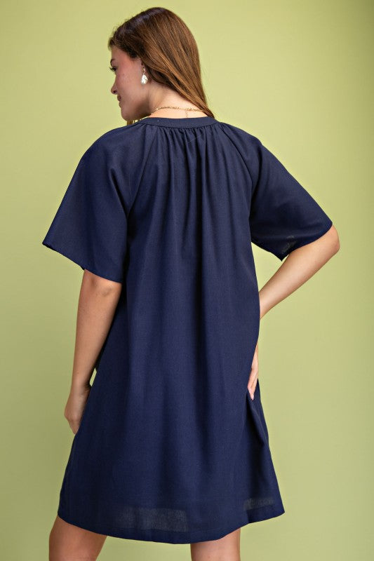Linen V-Neck Dress