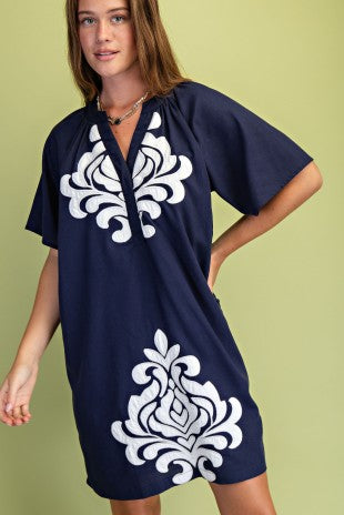 Linen V-Neck Dress