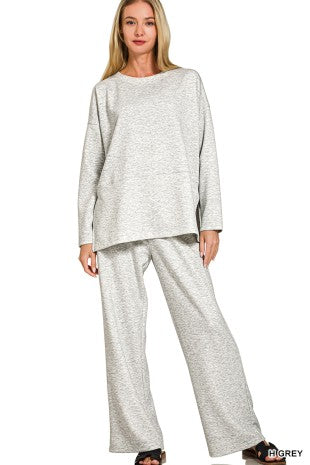Scuba Side Slit Top & Pants Set