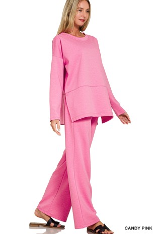 Scuba Side Slit Top & Pants Set