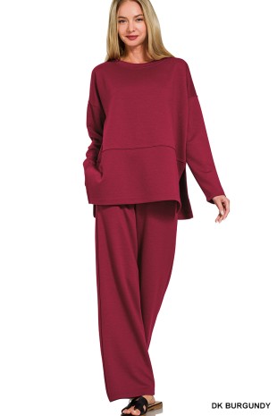 Scuba Side Slit Top & Pants Set