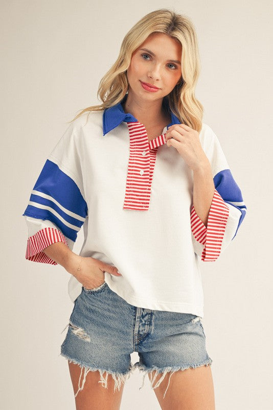 Color Blocked Polo Shirt