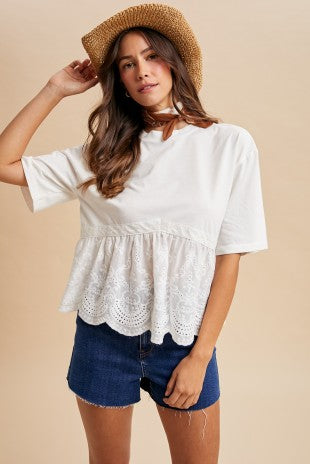 Scallop Lace Babydoll Top