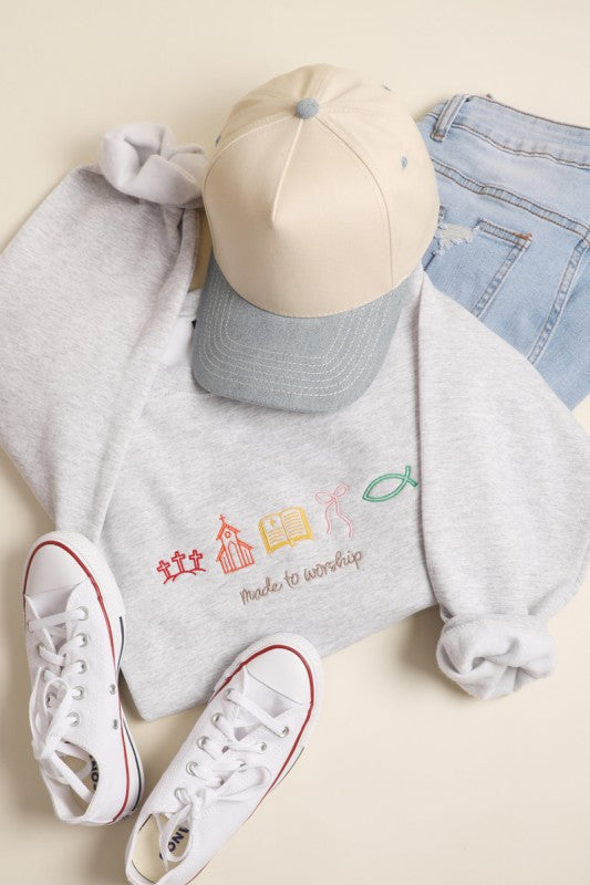 Made to Worship Embroidered Sweatshirt