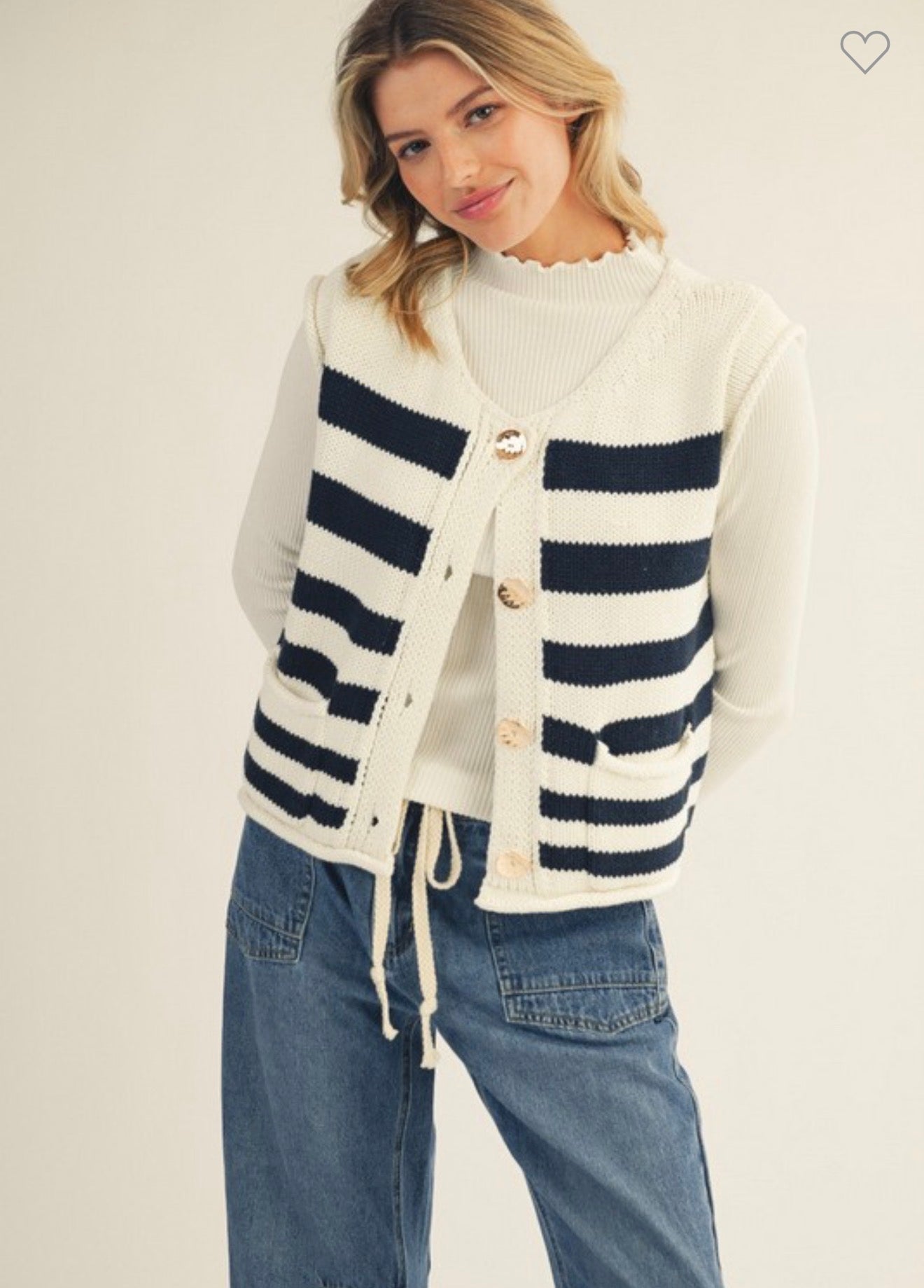 Button Down Stripe Sweater Vest