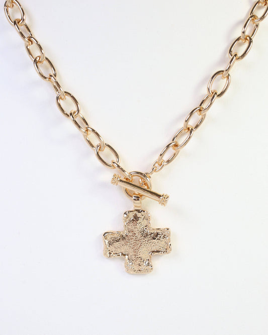 Beryl Cross Link Toggle Necklace Gold