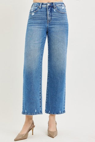Tummy Control High Rise Crop Wide Leg Jeans