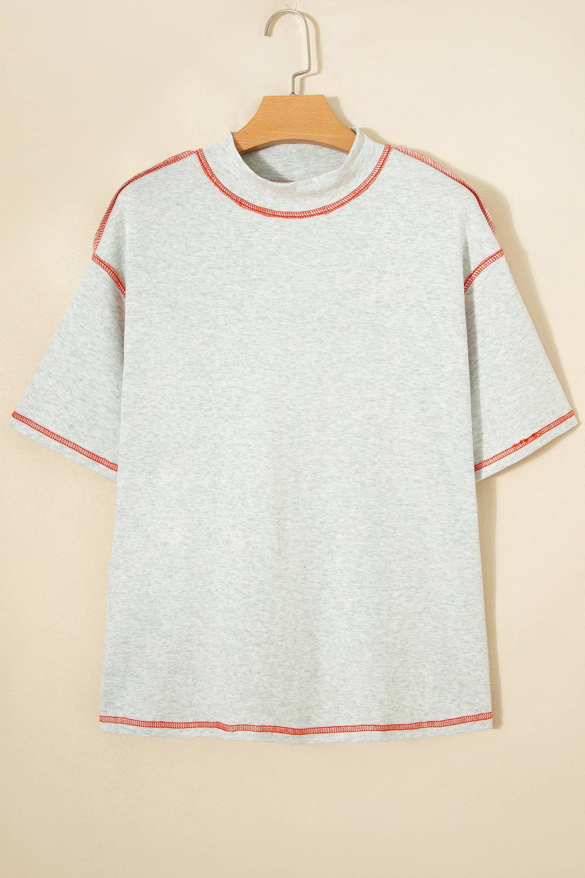 Game Day Reversible Mock neck Contrast-Stitched Top: Light Grey