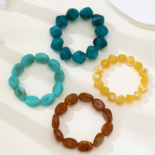 Bohemian Resin Nugget Stretch Bracelet |Turquoise
