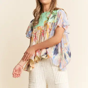 Floral Print Flowy Top