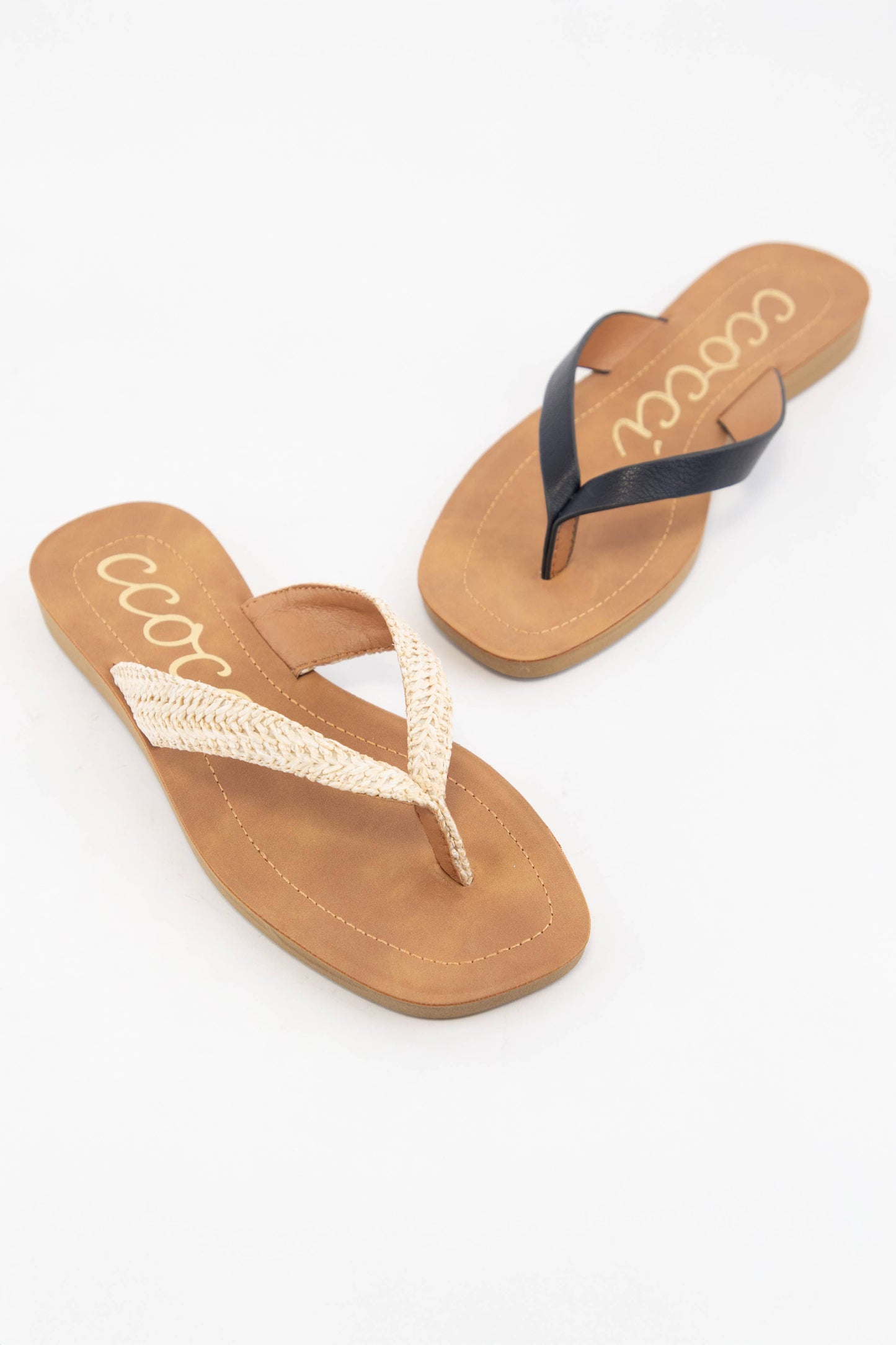 SIA MINIMAL STRAP DESIGN FLIP FLOP THONG SANDALS: CHAMPAGNE