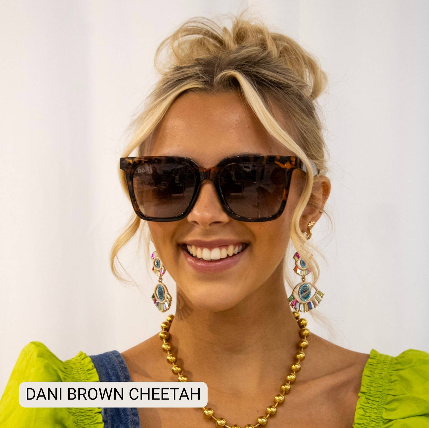 Dani- Women’s Square Sunglasses – Oversized Fall Line: Grey Cheetah