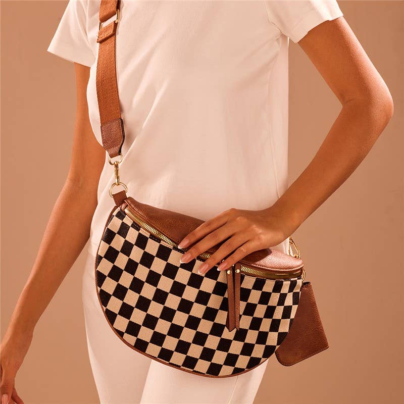 CROSSBODY ZIPPER REMOVAL STRAP SLING BUM BAG | Brown