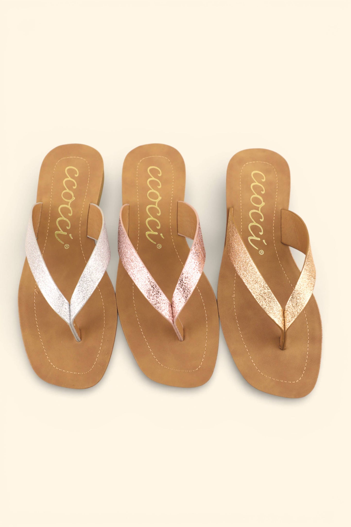SIA MINIMAL STRAP DESIGN FLIP FLOP THONG SANDALS: CHAMPAGNE