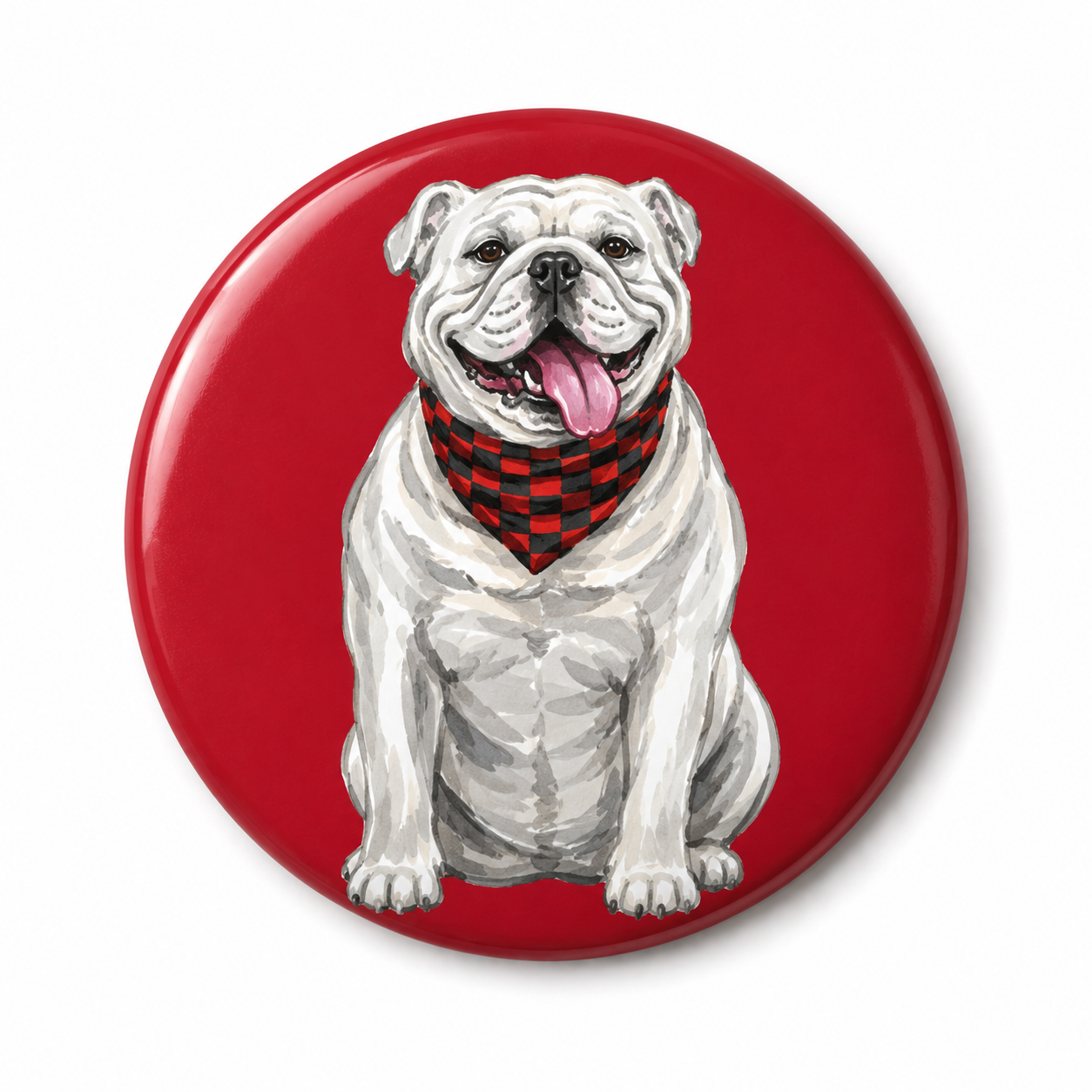 Watercolor Bulldog Button Pin
