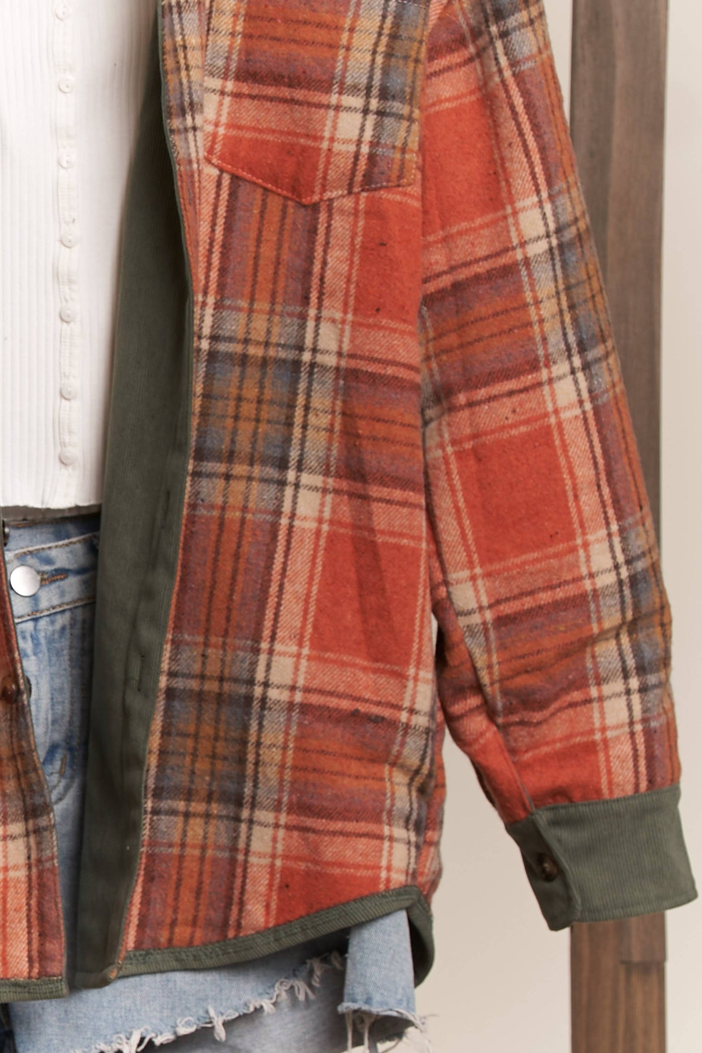 Reversible Corduroy and Plaid Button Down Shirt