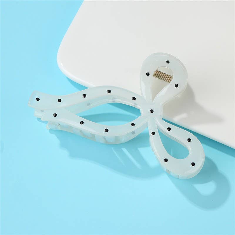 Polka Dot Bow Hair Claw Clips | OFF WHITE
