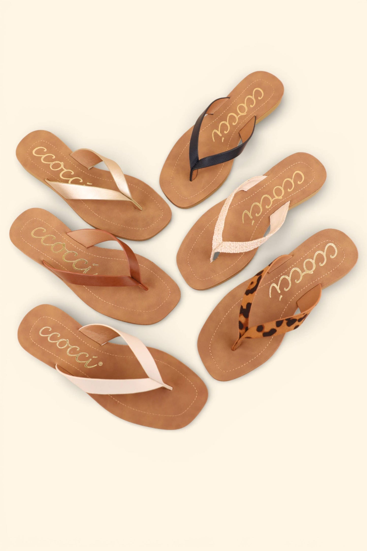 SIA MINIMAL STRAP DESIGN FLIP FLOP THONG SANDALS: CHAMPAGNE