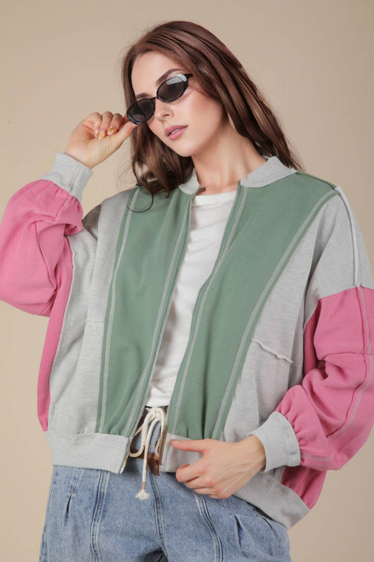 Color Block Casual Bomber Jacket