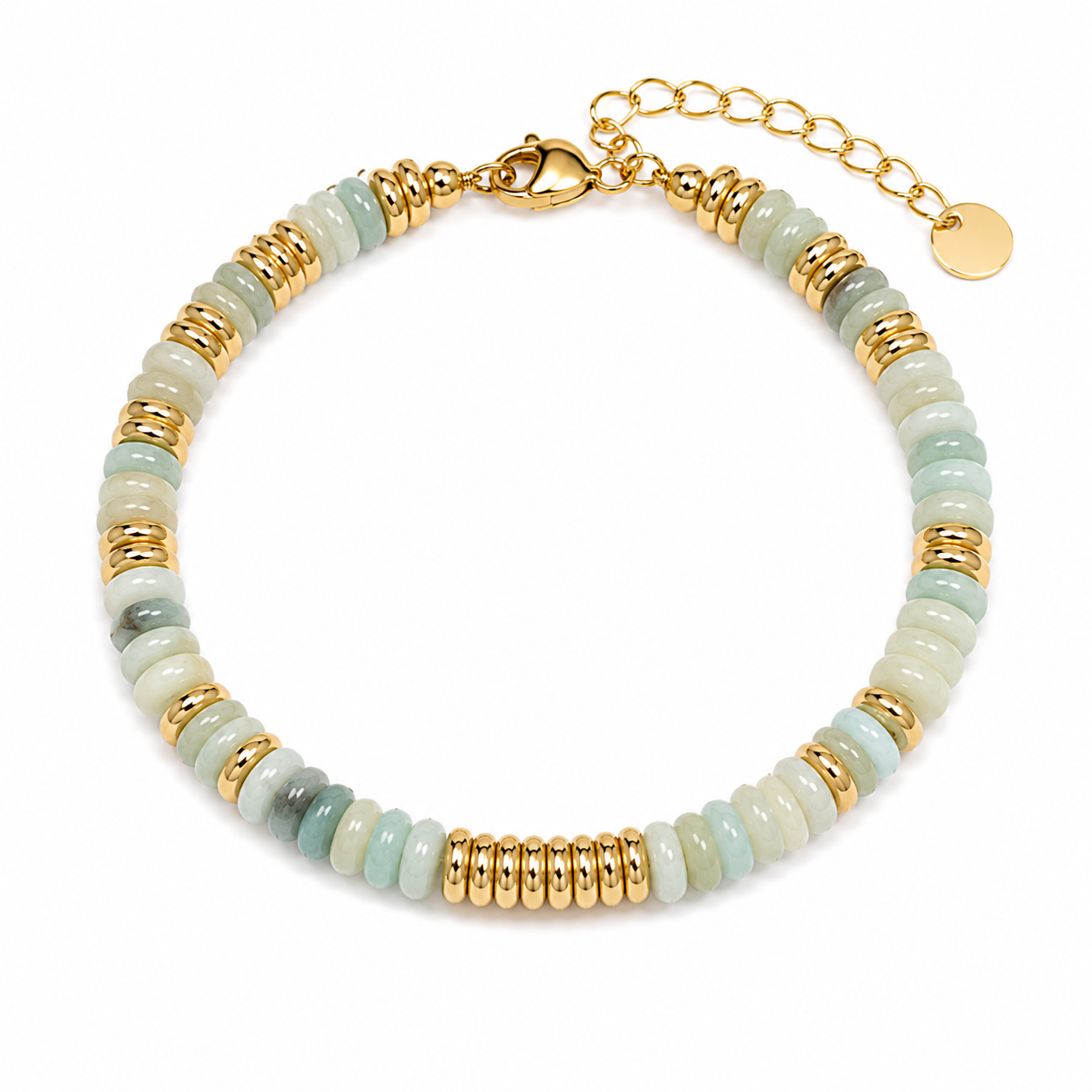 Aurora Blue Natural Stone Beaded Bracelet | 18k Gold Plated WATERPROOF