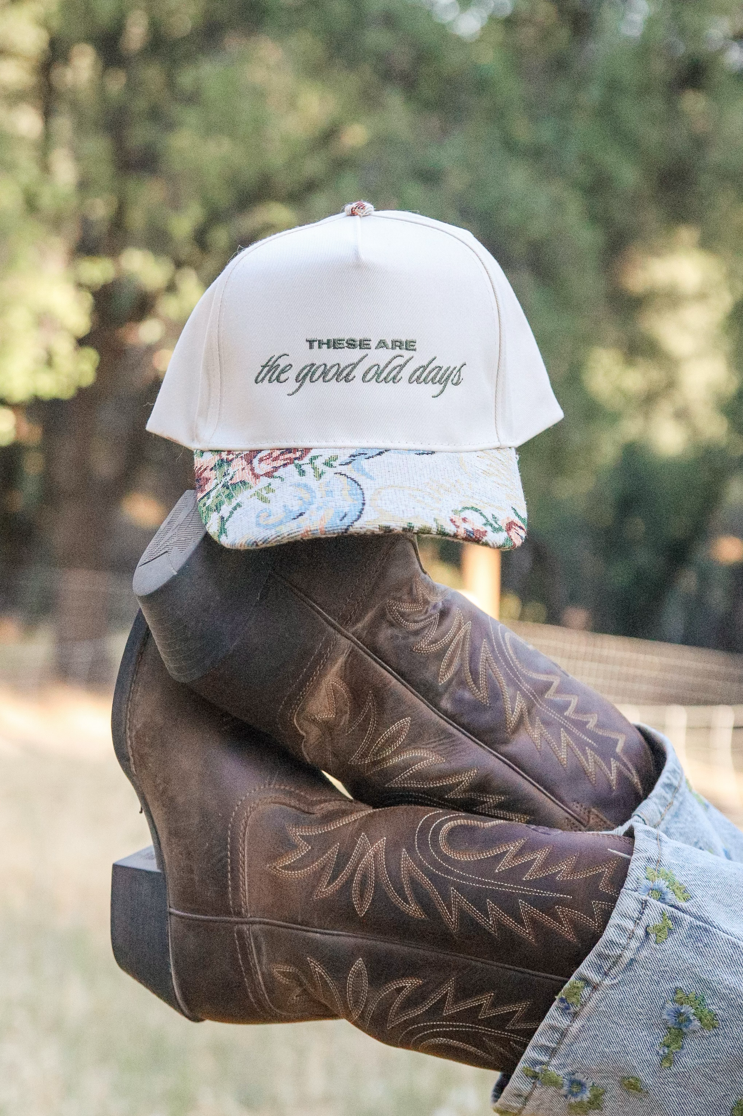 These Are The Good Old Days Floral Embroidered Hat