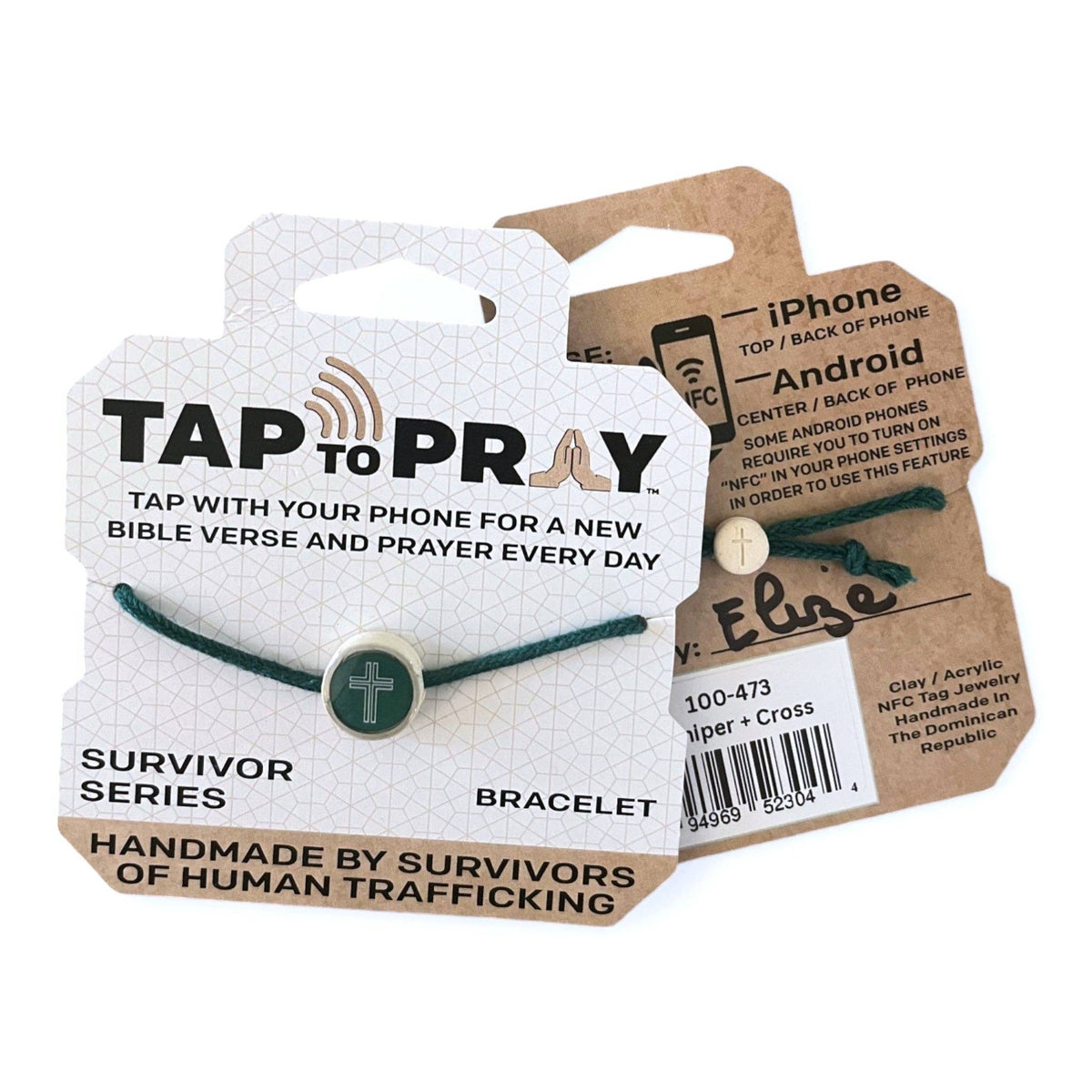 Tap To Pray® Survivor Series Braided Bracelet: Mocha + Cross