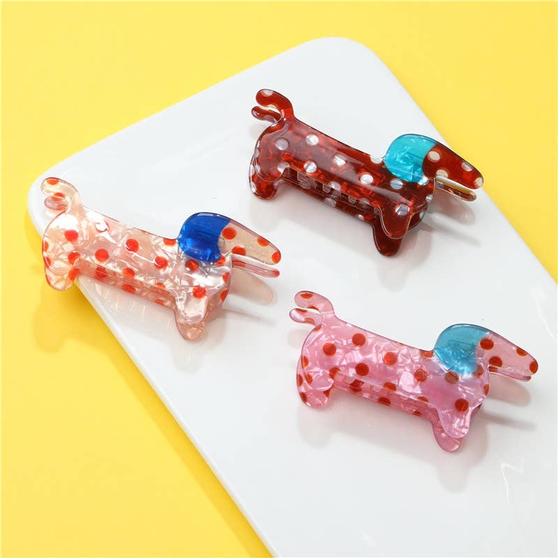 JUMBO POLKA DOT DOG HAIR CLAW CLIPS |Pink