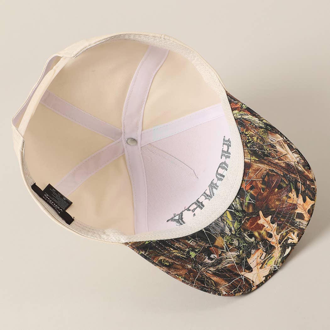 HONEY Lettering Embroidery Camo Hat - Black