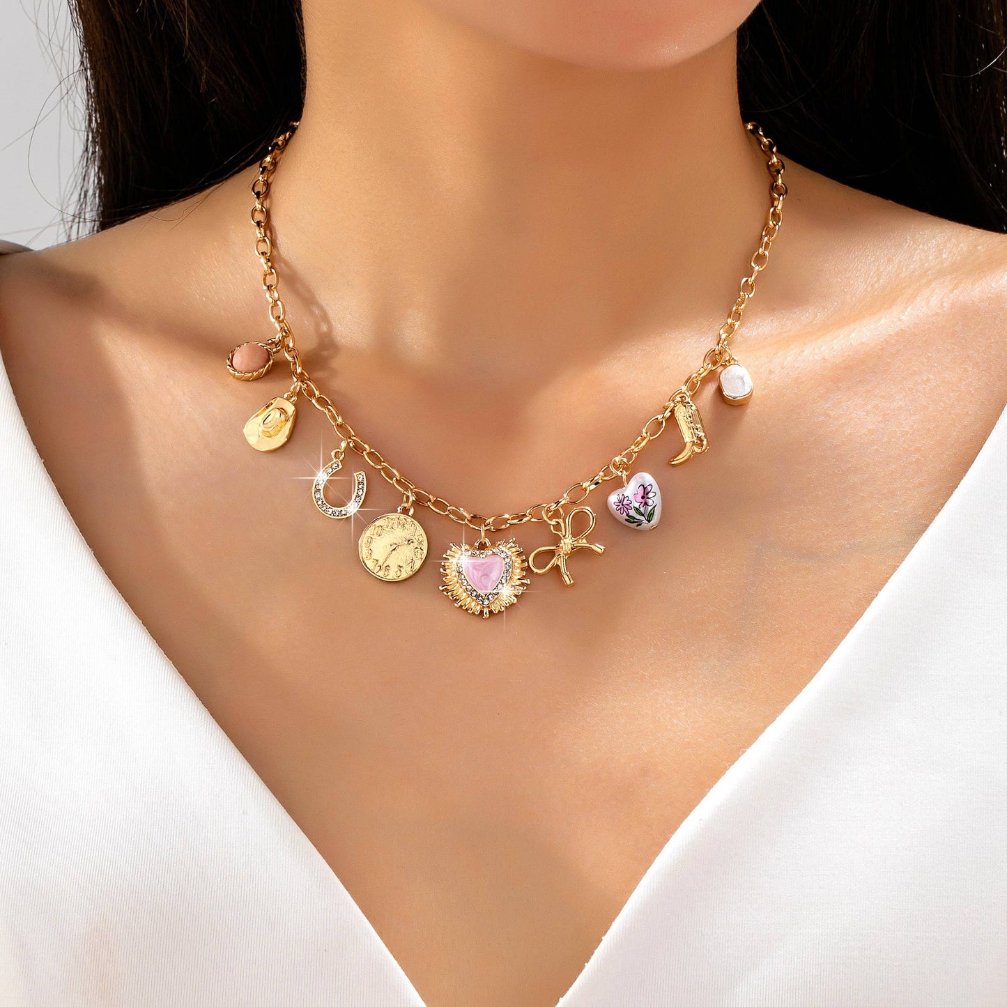 Pink Heart & Western Charm :GOLD