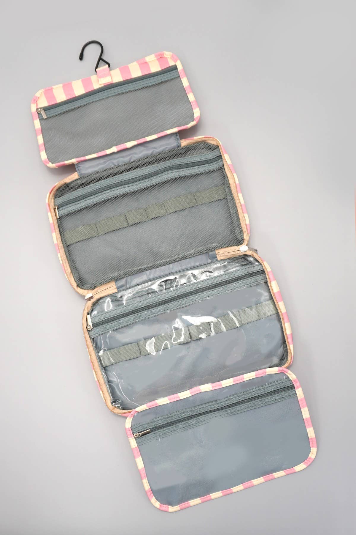 Striped Hanging Toiletry & Makeup Organizer Bag | PINK GREEN
