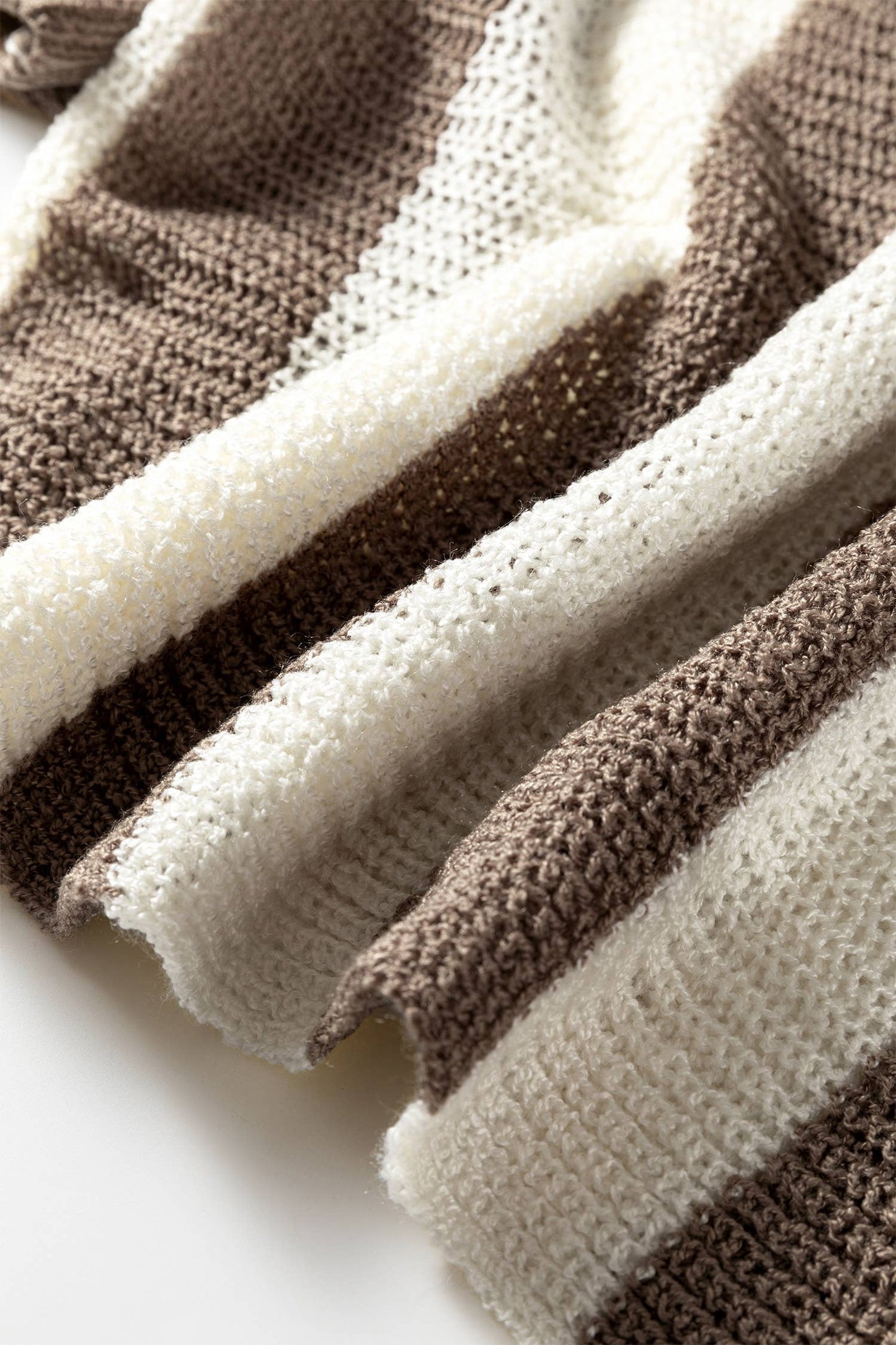 Casual Stripe Bracelet Sleeve Top: Brown