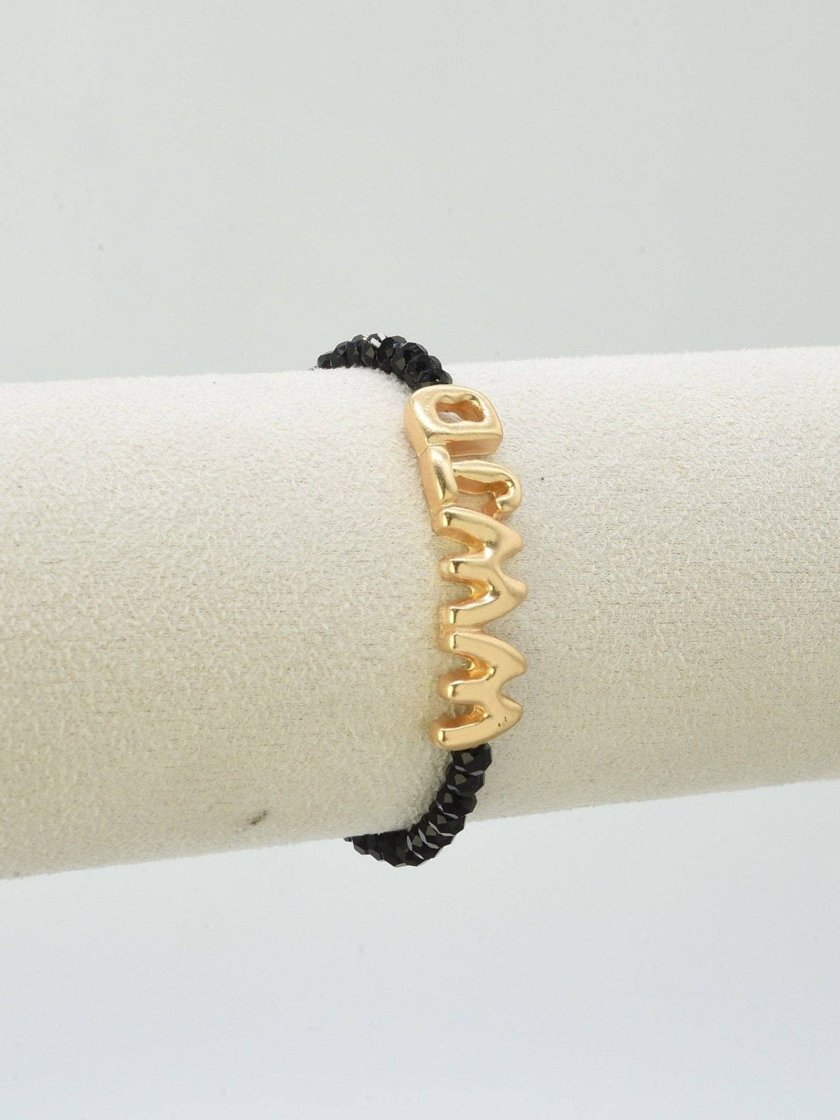WWJD Glass Bead Bracelet: Black