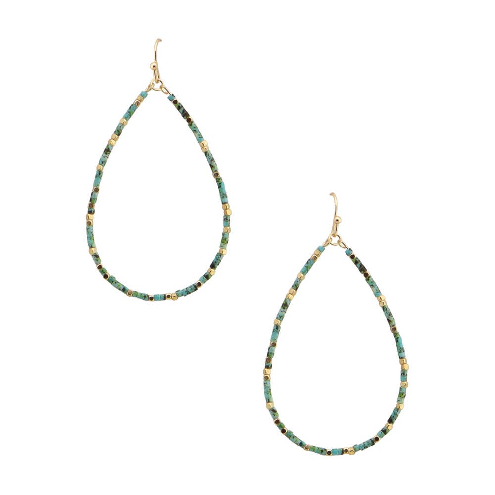 BEADED HOOP DANGLE EARRINGS