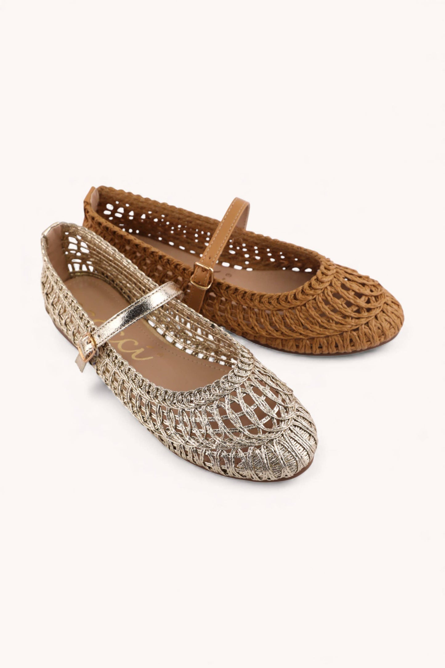 SUSAN WOVEN DESIGNED MARY JANE FLAT: NATURAL