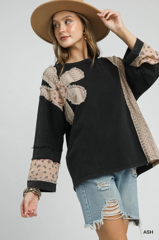 French Terry Patchwork Pullover