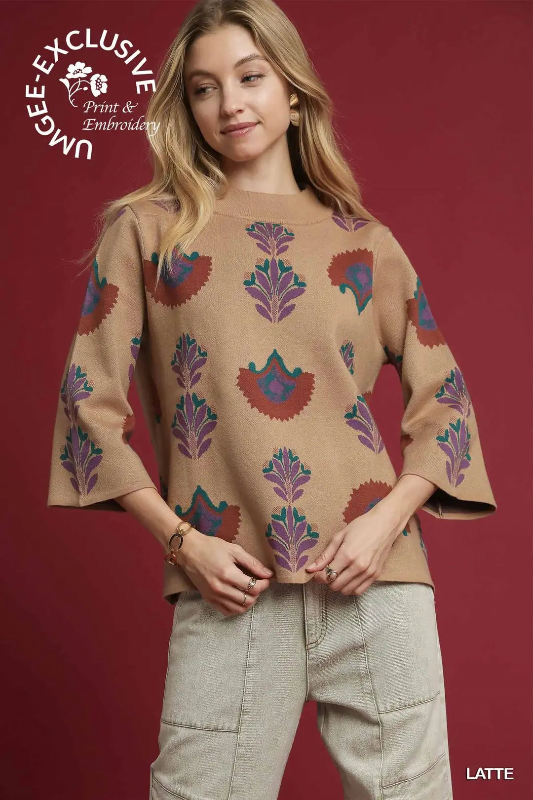 Floral Knit Sweater Top